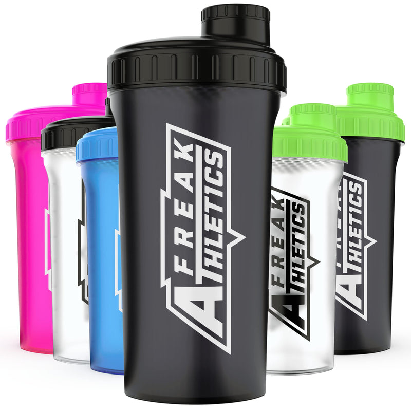 [Australia] - Freak Athletics Protein Shaker Bottle 700ml Premium BPA Free shaker Bottle (Black Transparent/Black Lid) Black Transparent / Black Lid 