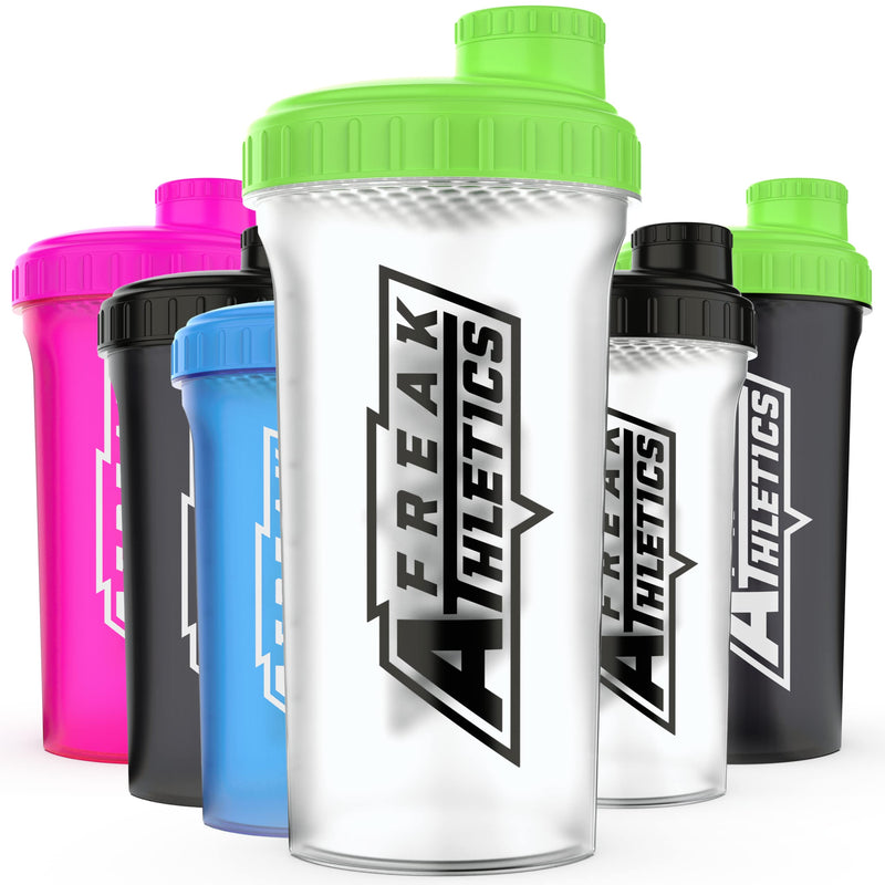 [Australia] - Protein Shaker Bottle 700ml Premium BPA Free shaker Bottle by Freak Athletics (Clear Transparent / Green Lid) Clear Transparent / Green Lid 