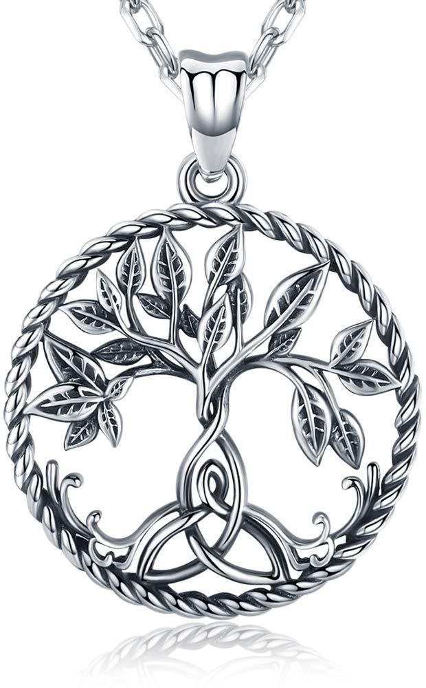 [Australia] - Tree of Life Necklace, Celtic Family Tree Pendant for Women, 925 Sterling Silver Jewellery with Gift Box, Fine Jewellery Gifts for Wife, Mum and Girlfriend - Oxidized Special Effect 