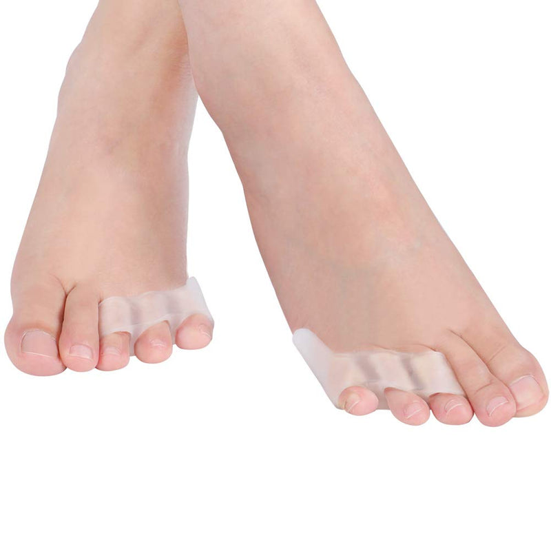 [Australia] - 2 Pairs Toe Separator Silica Gel Protect Toes Bursitis Protector Silicone 3 Hole Overlapping Small Toe Protective Cover For Toes Straightener Corrector Pain Relief 