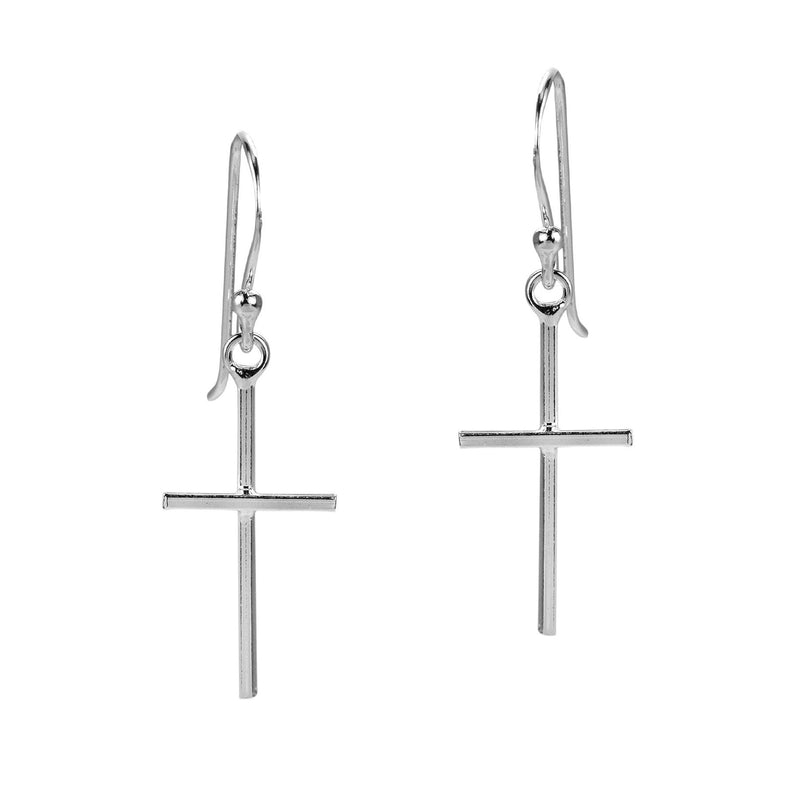 [Australia] - Simple Skinny Cross .925 Sterling Silver Dangle Earrings 