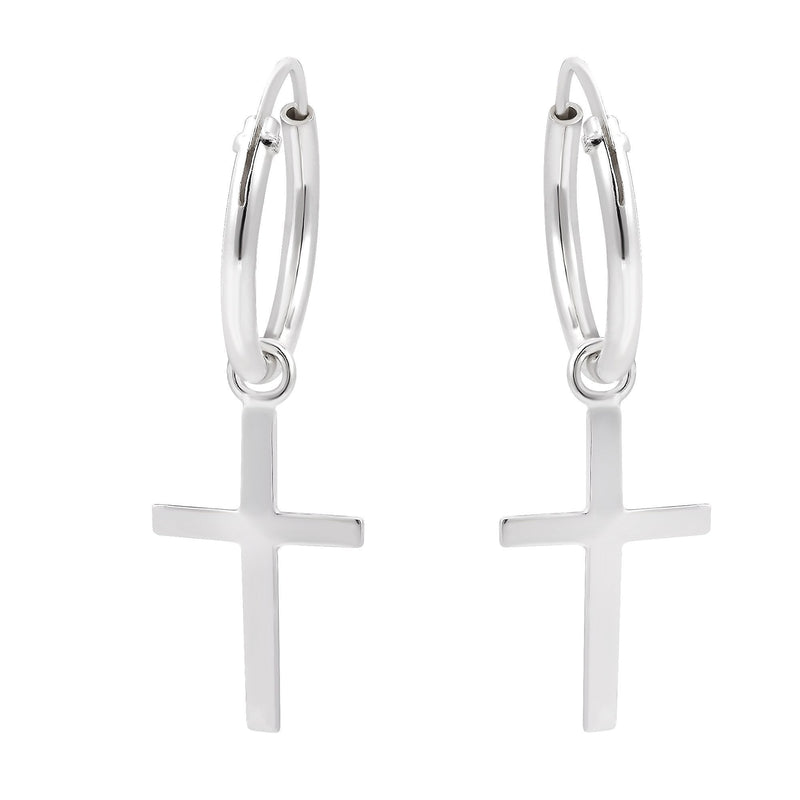 [Australia] - Essential Cross .925 Sterling Silver Hoop Earrings 