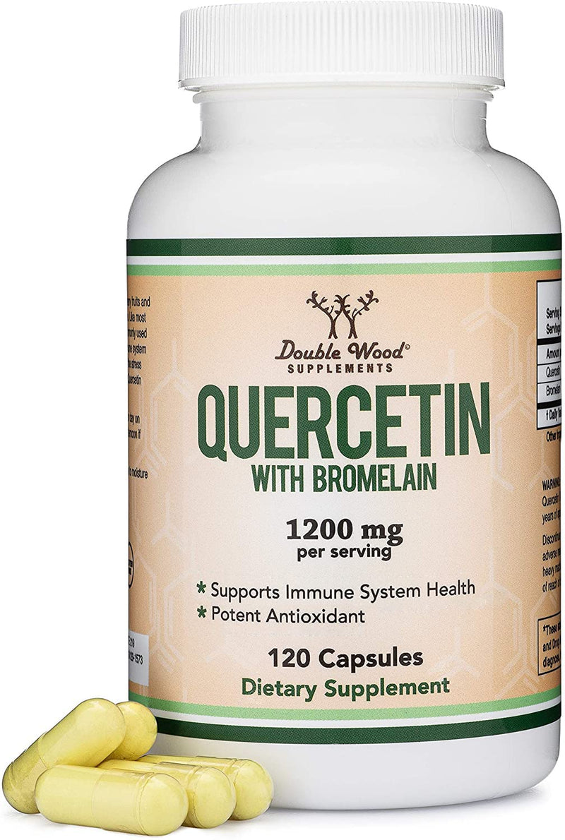 [Australia] - Double Wood Quercetin Supplement with Bromelain | 120 High Strength Capsules - 1000mg Quercetin & 200mg Bromelain per Serving | Quercetine Antioxidant Supplements | Non-GMO & Gluten Free 