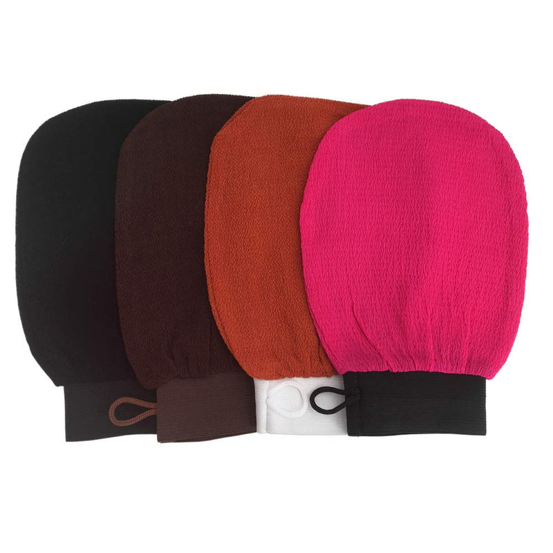 [Australia] - BiJun Moroccan Exfoliating Gloves Kessa Scrub Mitt, for All Skin Types and Improve Blood Circulation, Shower, Spa, Dead Skin Cell Remover (4 pack) 