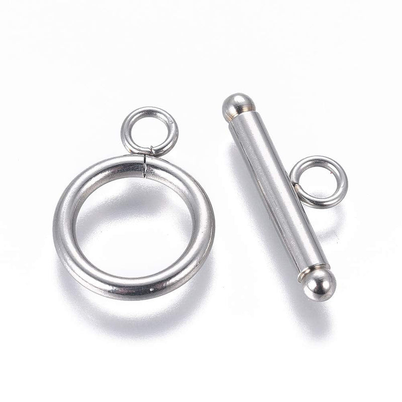 [Australia] - UNICRAFTALE 10 Sets 304 Stainless Steel Toggle Clasps Bar and Ring Clasps Silver Tones End Clasps Connectors for Women Bracelet Necklace Jewelry Making 21mm Long 