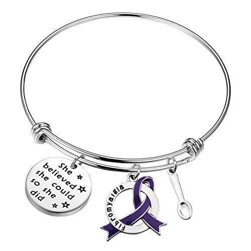 [Australia] - Spoon Theory Gifts Fibromyalgia Awareness Bracelet Spoonie Pendant She Believed She Could So She Did Fibromyalgia Chronic Illness Warrior Jewelry 