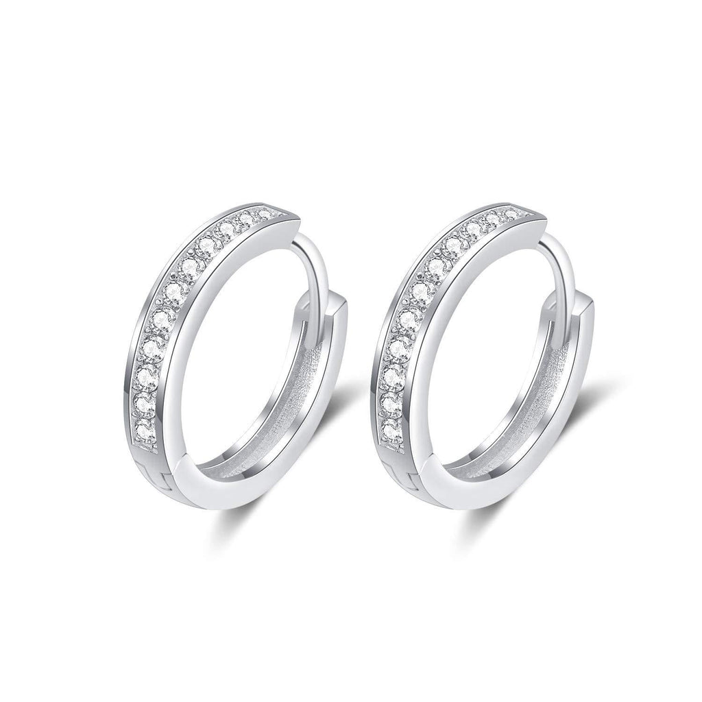 [Australia] - 925 Sterling Silver Small Huggie Hoop Earrings with Crystals, Sleeper Earrings for Women Girls 