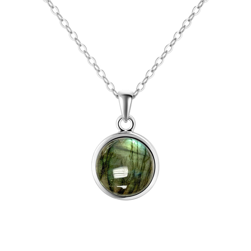 [Australia] - Franki Baker Dainty Irridecent Blue Green African Labradorite Gemstone Pendant Necklace on 925 Sterling Silver. Chain Length: 50cm 