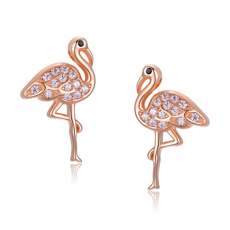 [Australia] - Flamingo Stud Earrings 925 Sterling Silver animal Earrings Pink Cute Animal Flamingo Gifts for girls Rose Gold 