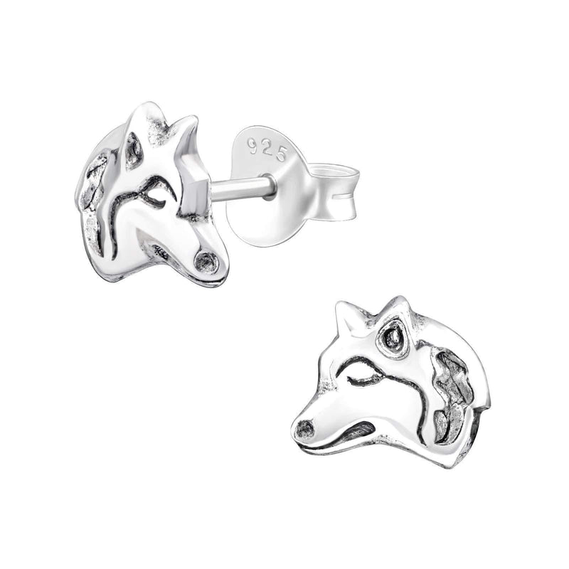 [Australia] - The Rose & Silver Company Women 925 Sterling Silver Wolf Stud Earrings 