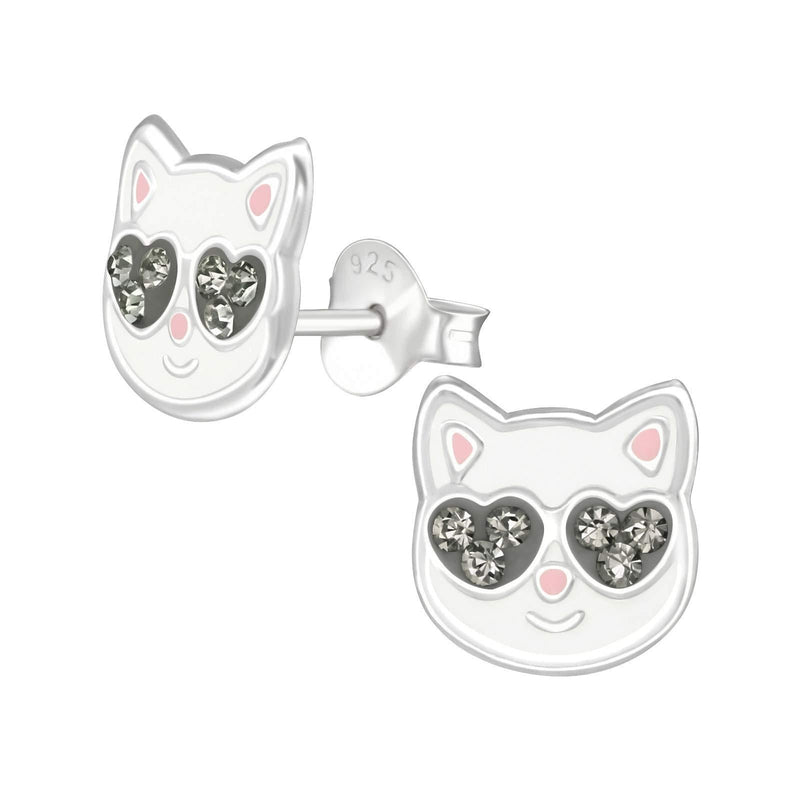 [Australia] - The Rose & Silver Company Women 925 Sterling Silver Cat Stud Earrings 