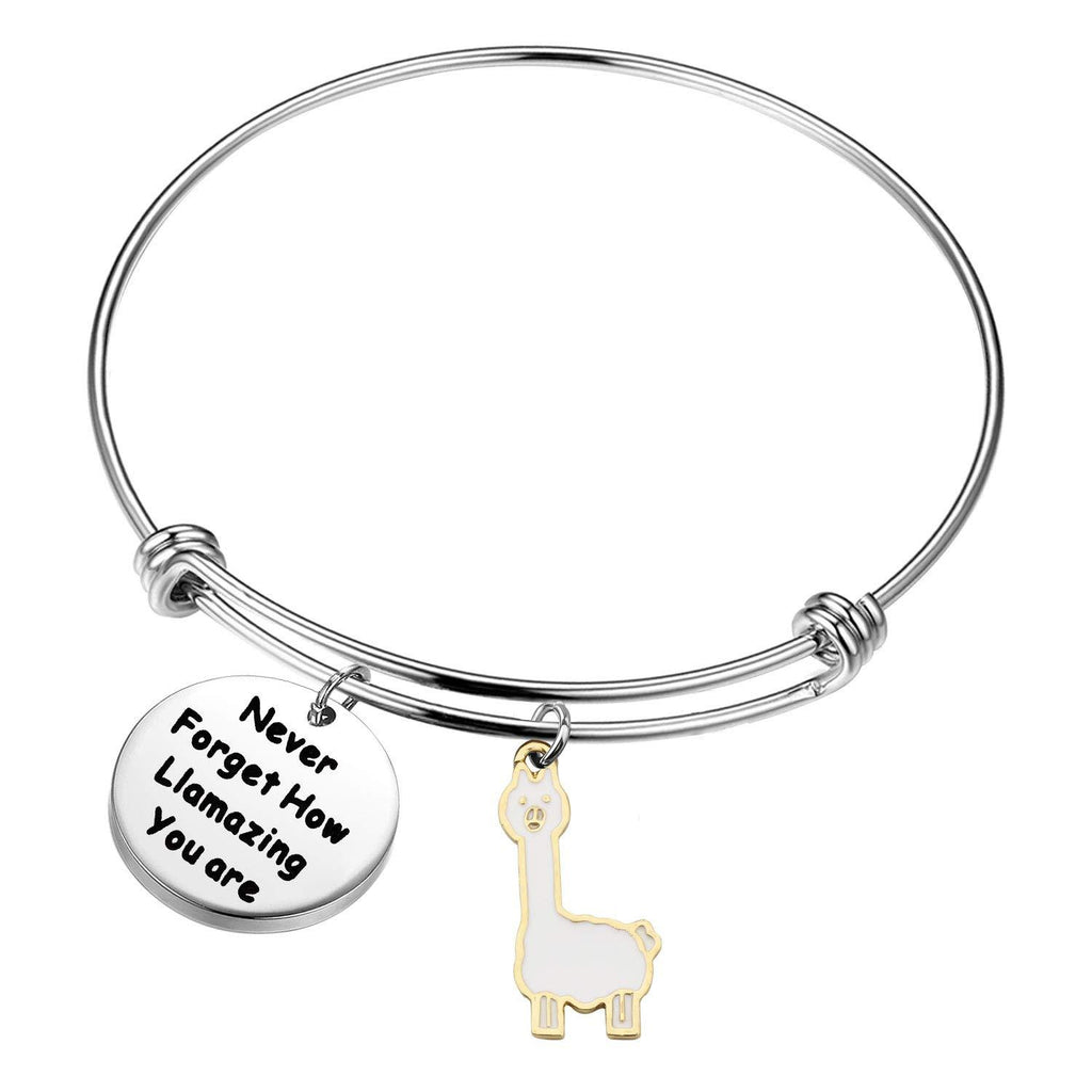[Australia] - Llama Gift Never Forget How Llamazing You Are Keychain Be Llamazing Cute Alpaca for Women Alpaca Gifts Animal Lover Gift Wire Bracelet 