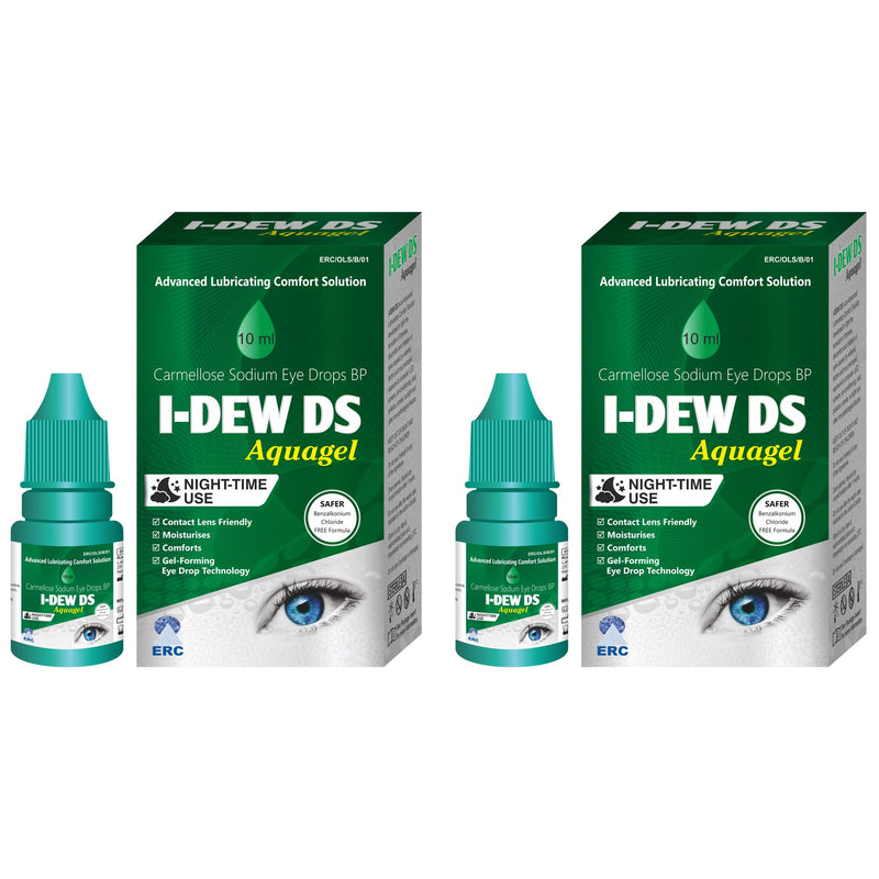[Australia] - I-Dew DS Night-Time Aquagel Eye Drops, For Dry Eyes, Preservative-Free, Suitable for Contact Lens Users and Red Eyes, DUO PACK 10 ml (Pack of 2) 
