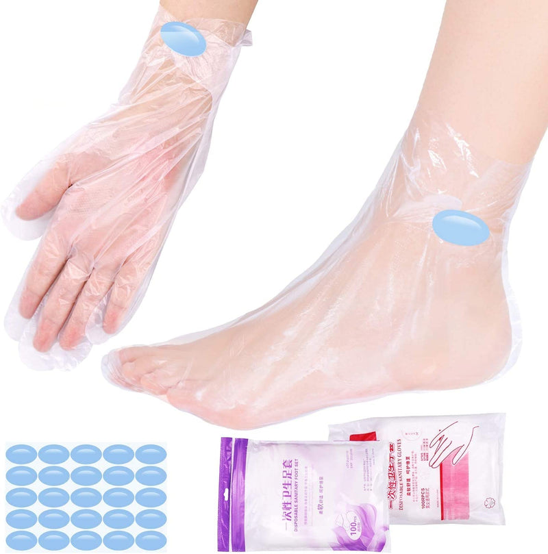 [Australia] - SelfTek 200Pcs Paraffin Wax Bath Liners Disposable Plastic Hand and Foot Bags for Pedicure Hot Spa Wax Treatment Thermal Paraffin Wax Therapy with 200 Stickers for Snug Closure 