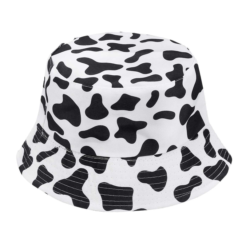 [Australia] - LUOEM Black White Bucket Hat Women Fisherman Cap Cow Grain Sun Protective Hat Breathable Outdoor Summer Cap 