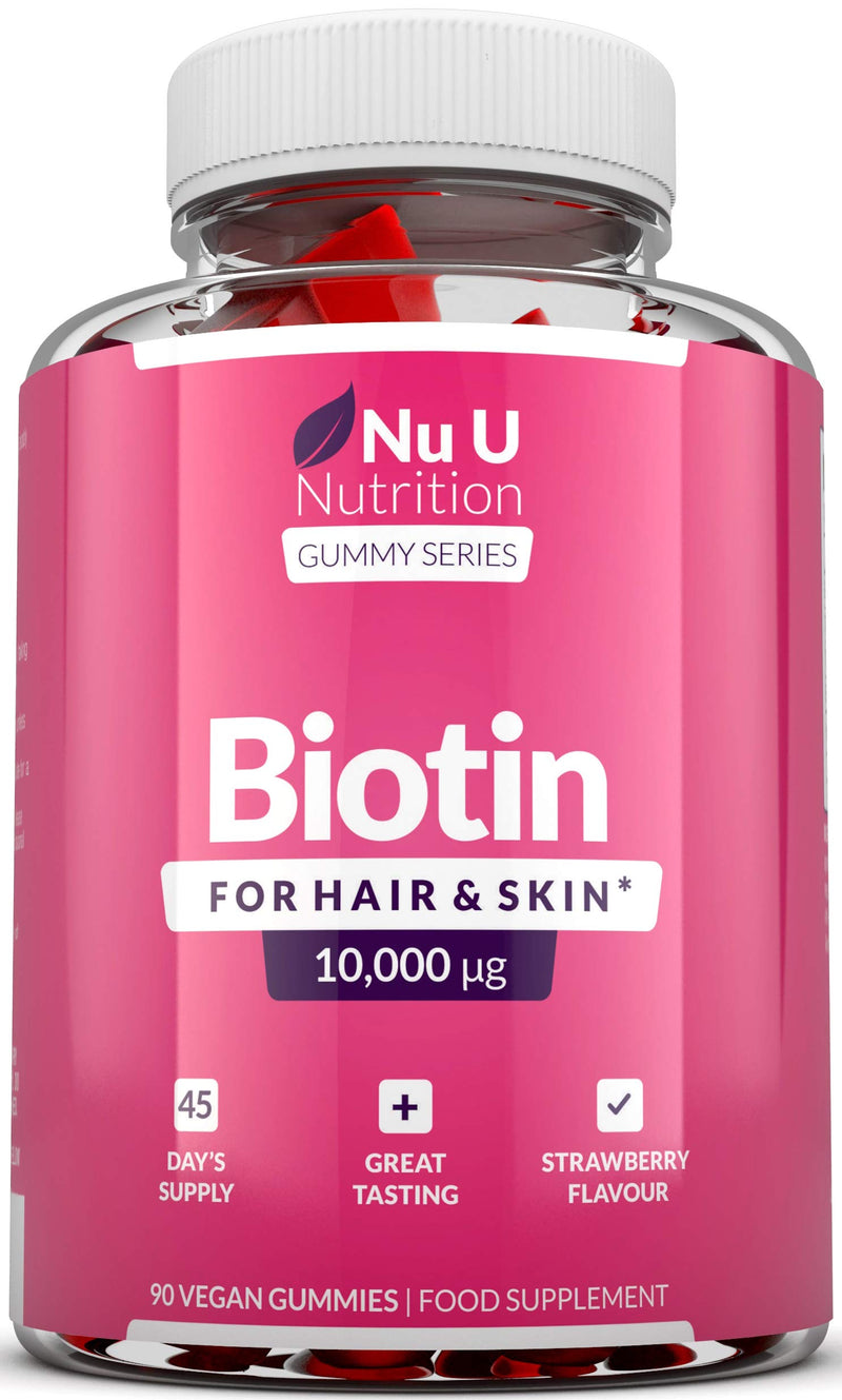 [Australia] - Biotin Hair Gummies - 10,000mcg Biotin - 90 Vegan Gummies not Tablets, 45 Day Supply - Supports Normal Skin & Hair Growth, Chewable Hair Vitamins 