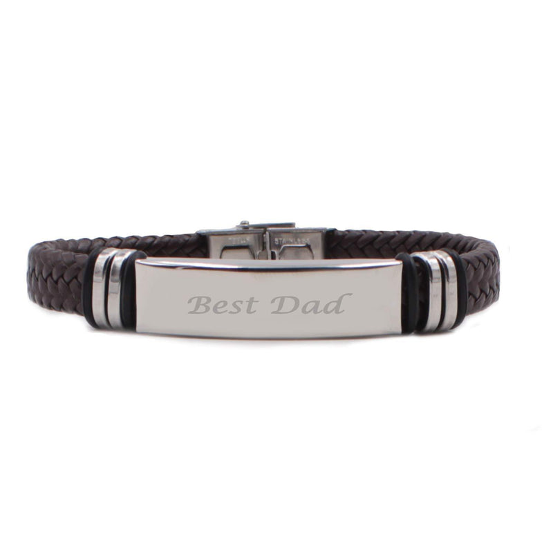 [Australia] - Kigu Best dad Bracelet,Personalised Jewellery,Brown Braided Premium Leather Bracelet,Gifts for dad,customised Gifts for dad 