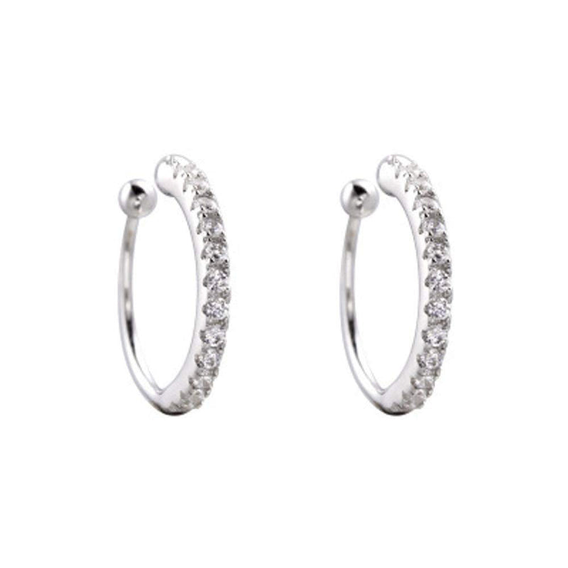 [Australia] - Huggie Cuff Clip On Cubic Zirconia 925 Sterling Silver Small Hoop Earrings for Women Teen Girls Cartilage Fashion Wrap No Piercing Ear Hypoallergenic 
