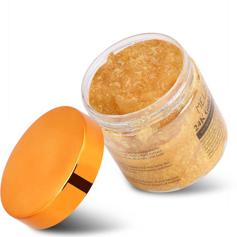 [Australia] - Body Scrub Cream,250G / 8.8Oz 24K Gold Body Scrub With Sea Salt + Essential Oil For Face And Body Skin Exfoliating Moisturizer 