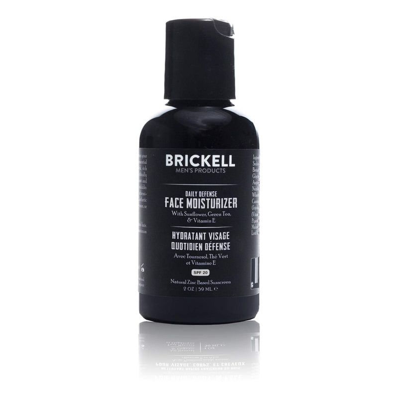 [Australia] - Brickell Men's Daily Defense Face Moisturizer for Men, Natural and Organic, Zinc SPF20 Face Moisturizing Sunscreen, Hydrates and Protects Skin Against Harmful UVA/B rays, 59 ml, Unscented 