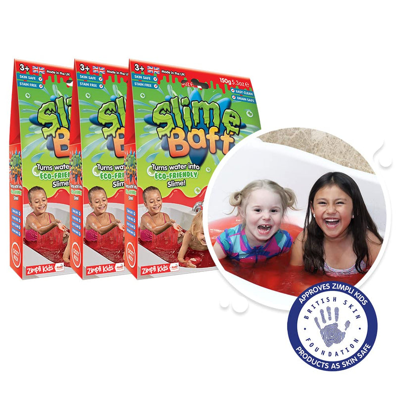 [Australia] - 3 x Slime Baff Red from Zimpli Kids, Turns water into gooey, colourful slime, Make your own Science Experiment Children’s Sensory Kit, Bath Toys for Boys and Girls 