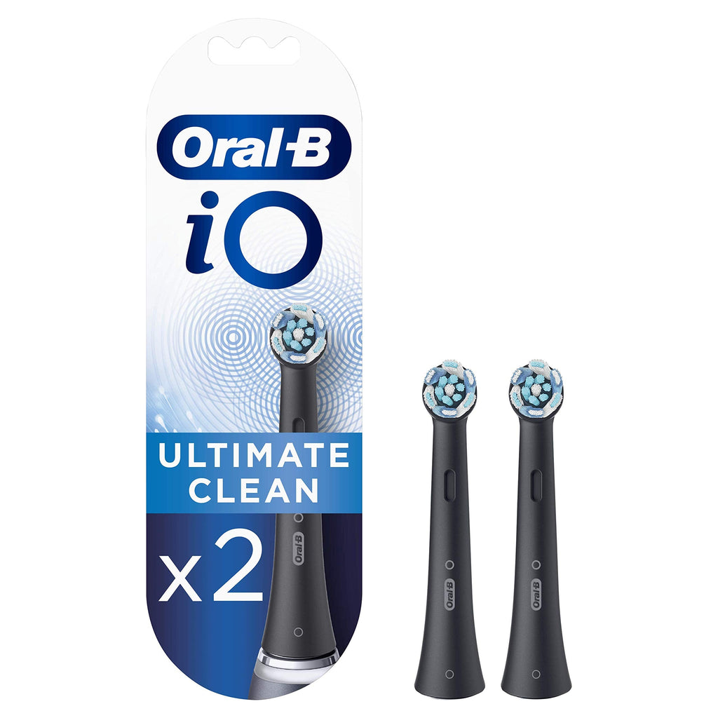 [Australia] - Oral-B iO Ultimate Clean Electric Toothbrush Head, Twisted & Angled Bristles for Deeper Plaque Removal, Pack of 2, Black 2 Pack 
