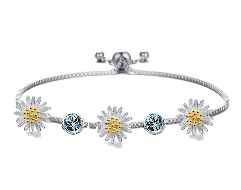 [Australia] - Baobei silver bracelets for womens, daisy bracelets, crystal bracelets for girls, Sterling Silver Blue Zirconia Infinity Bracelet, friendship birthday gift, jewellery gifts for women, blossom Bracelet 