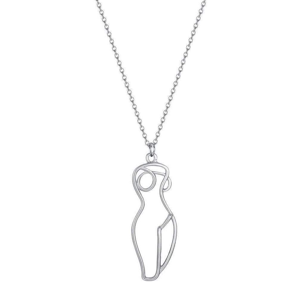 [Australia] - Chandler Nude Female Body Necklace for Women Body Pendant Naked Women Necklaces Feminist Gift Dainty Jewelry Silver 