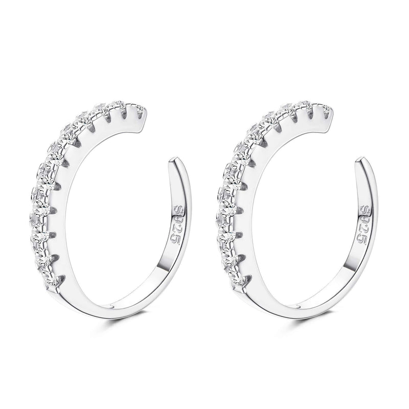 [Australia] - YADOCA 925 Sterling Silver CZ Pave Ear Cuffs Small Hoop Earrings for Womens Cubic Zirconia Huggie Non Piercing Earrings 