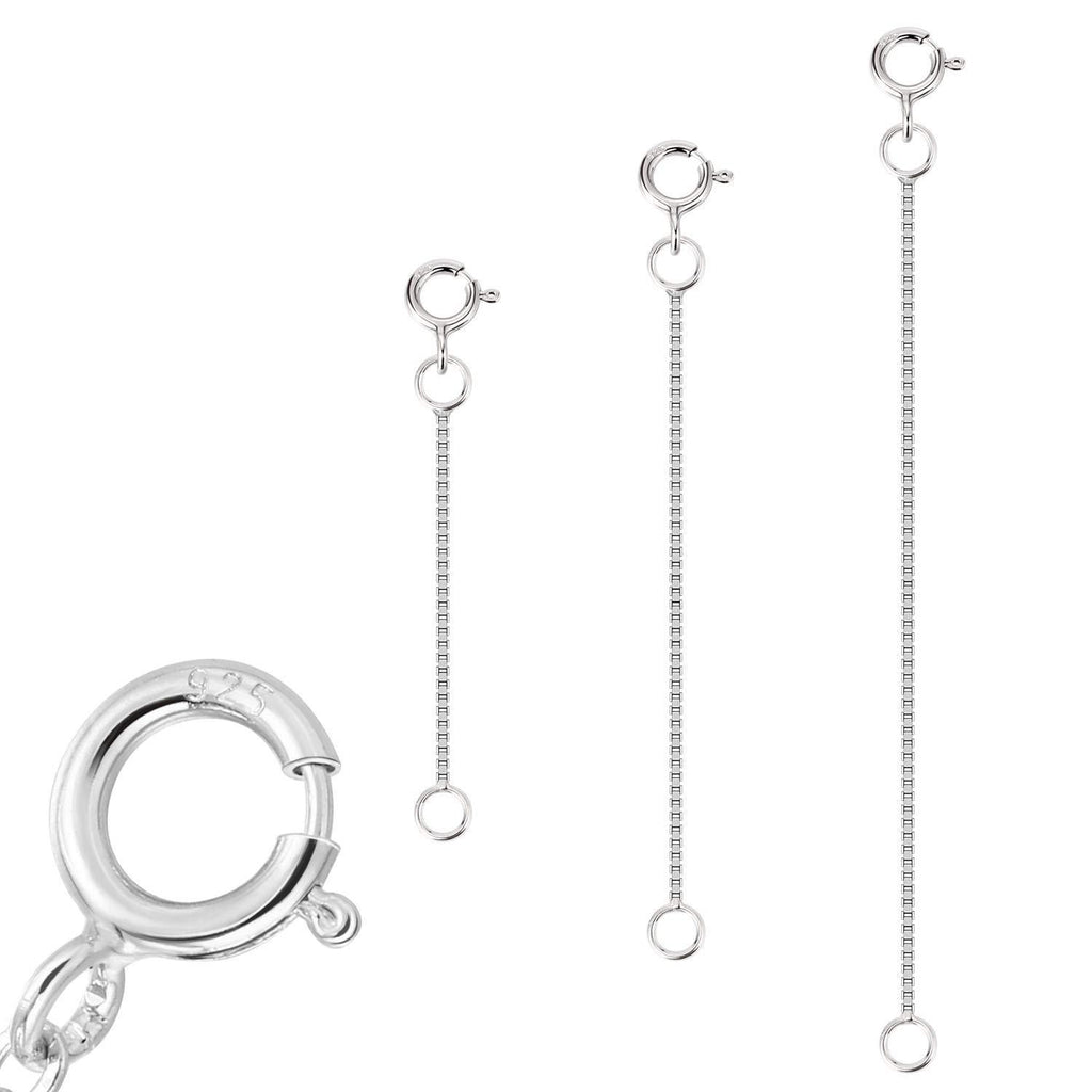 [Australia] - 3Pcs Necklace Extender 925 Sterling Silver Chain Extenders Bracelet Clasp Extension for Jewellery Making Box Chains 0.8mm 2 3 4 Inches 2,3,4 Inches 
