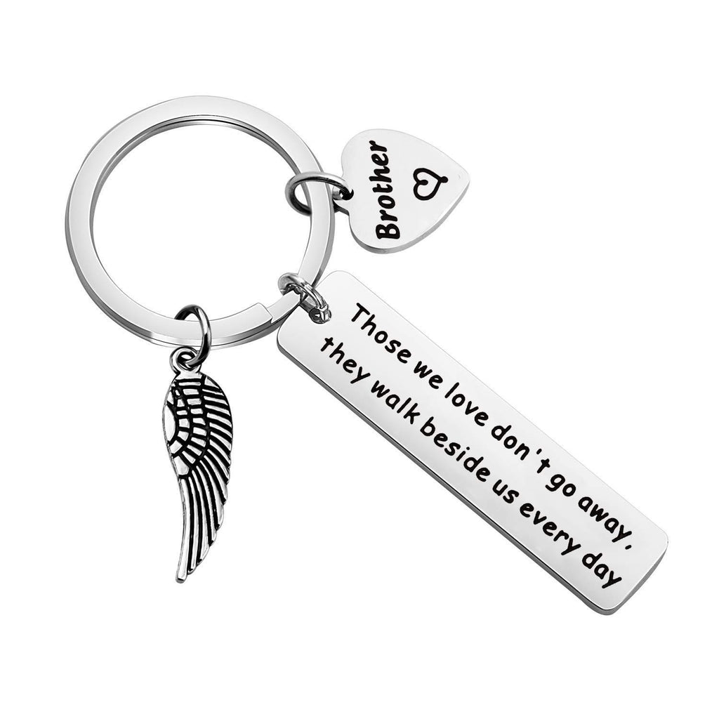 [Australia] - Mom Dad Memorial Keychain Gift Those We Love Don't Go Away They Walk Beside Us Everyday Loss Brother Son Jewelry Angel Wing in Memory of Grandpa Brother Memorial Keychain 