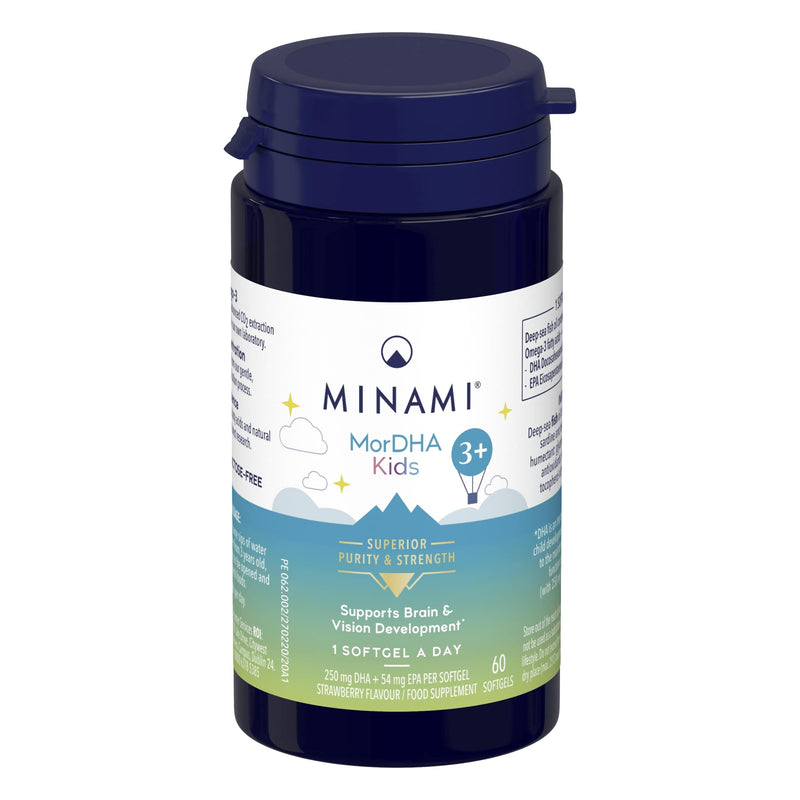 [Australia] - Omega 3 Fish Oil Supplement - Minami - MorEPA Kids 3+ with high Concentration of EPA, DHA & Vitamin D - Supports Childrens Brain and Vision Development - 60 Softgels 