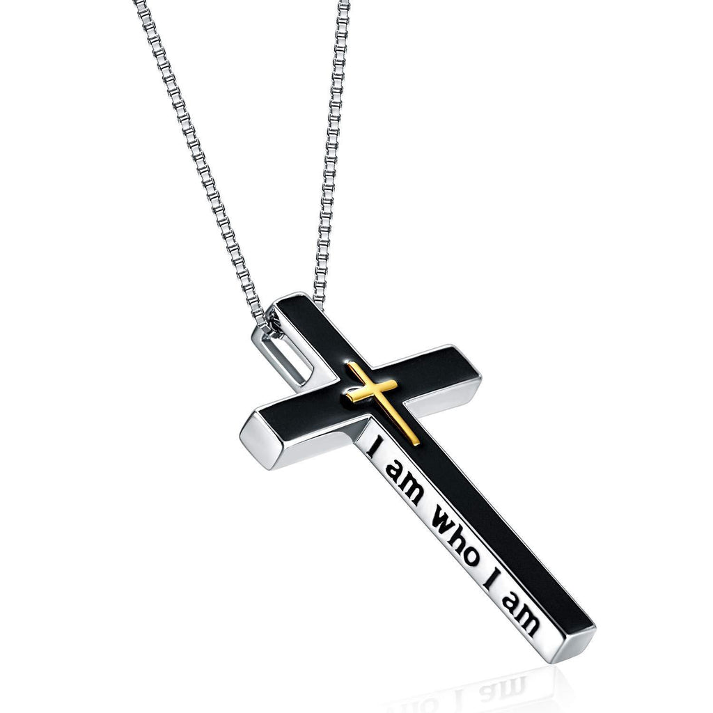 [Australia] - WINNICACA S925 Sterling Silver Faith Necklace Rose Cross Pendant Fashion Jewellery Gift For Women 18”+2” Extender Chain Black Cross Necklace 