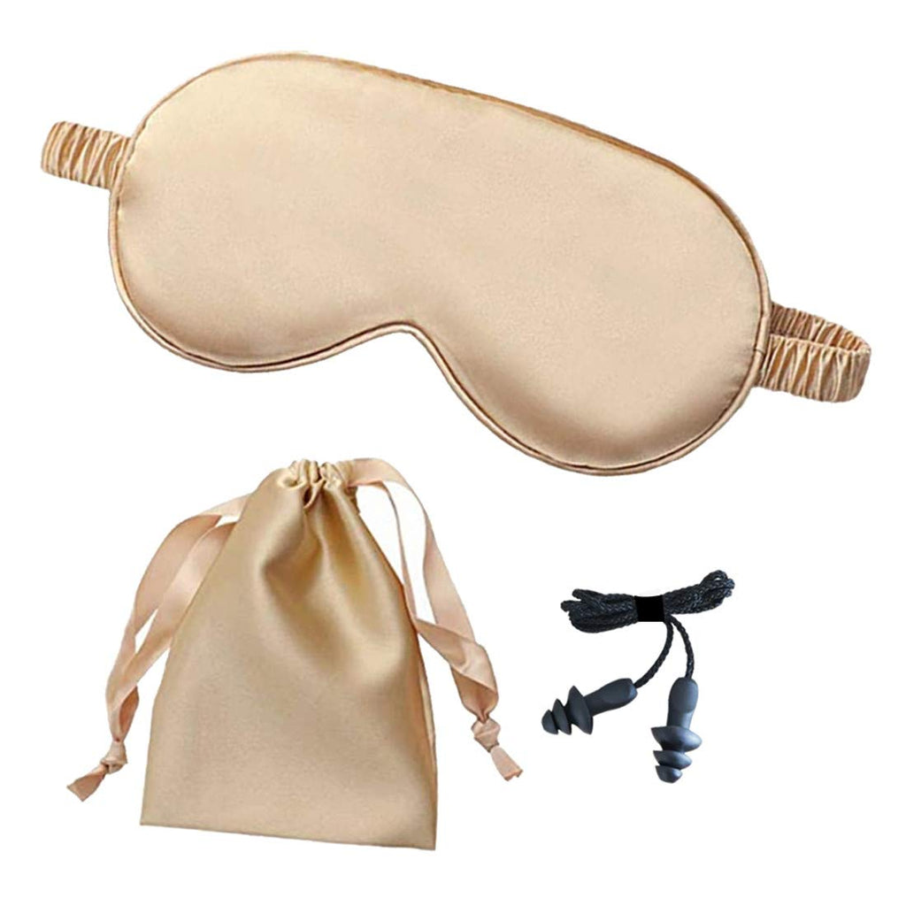 [Australia] - Eye Mask Sleep Mask Silk Blindfold Blackout Eye Cover Portable Eye Shade Cotton Filled with Elastic Strap (#A Gold) #a Gold 