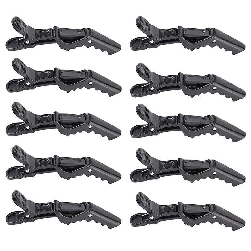 [Australia] - 10x Crocodile Hair Clips Barrette,Professional Styling Hair Clips,Sectioning Clamp for Thick Hair,with Nonslip Grip and Wide Teeth for Salon Home Use Women and Girls (Black) Black 