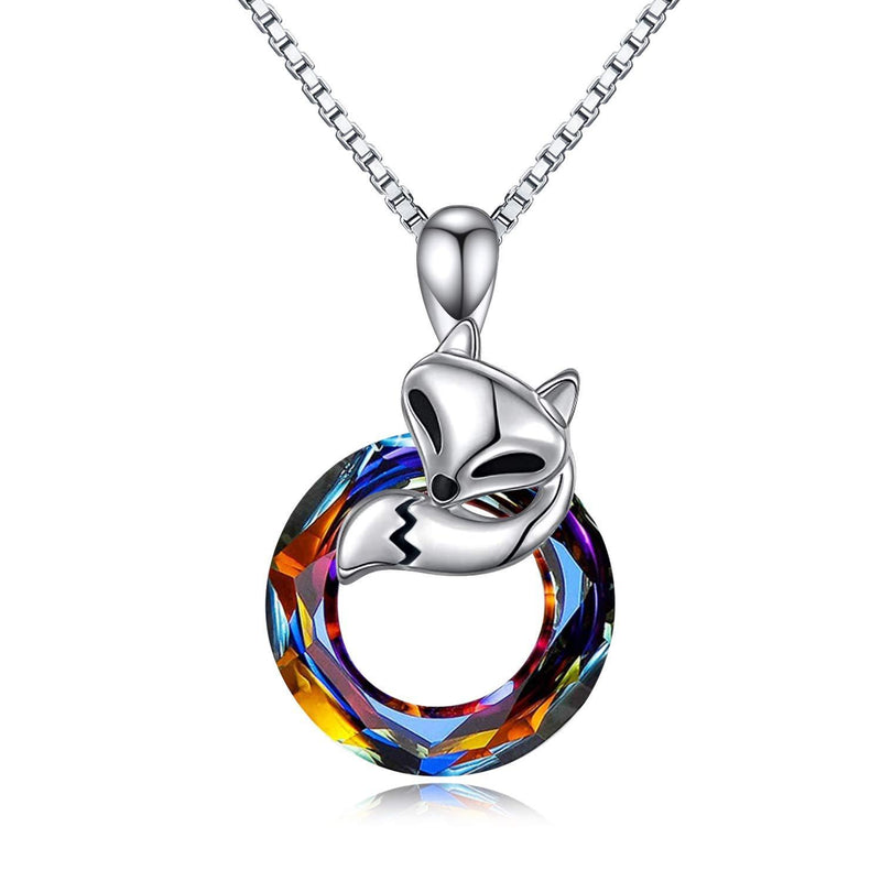 [Australia] - CHENGHONG Fox Necklace, 925 Sterling Silver Fox Gifts for Women Crystal Necklace Fox Jewellery for Girls Childrens Kids 