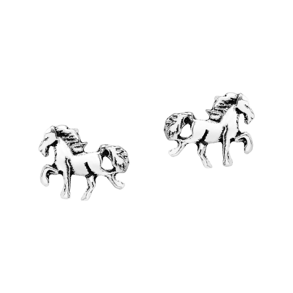 [Australia] - AeraVida Mini Horse .925 Sterling Silver Stud Earrings 
