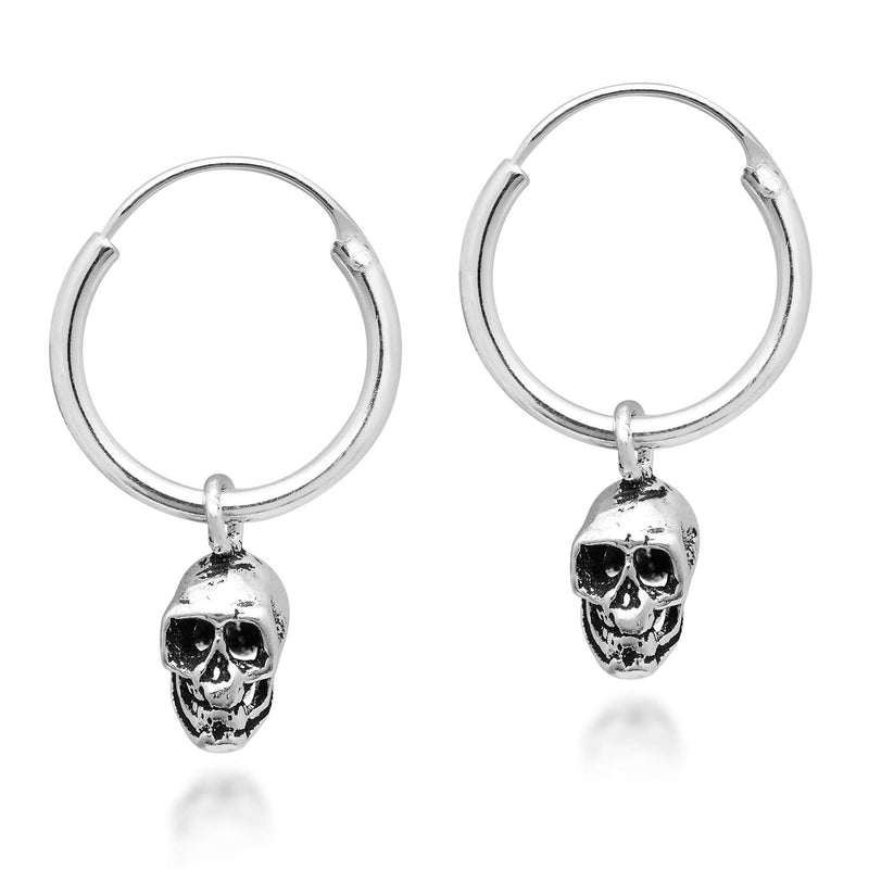 [Australia] - Unique & Edgy Skull on a .925 Sterling Silver Hoop Earrings 