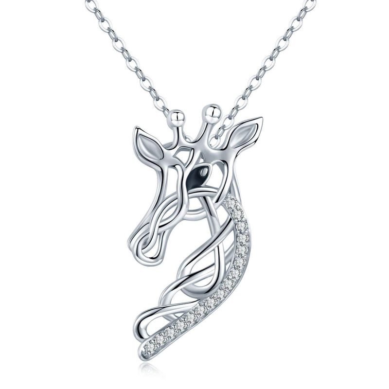 [Australia] - Giraffe Necklace Giraffe Gifts for Women 925 Sterling Silver Silhouette Celtic Knot Jewelry Giraffe Crystal Pendant Necklace Gifts for Anniversary Christmas Mother Daughter Celtic knot Giraffe 