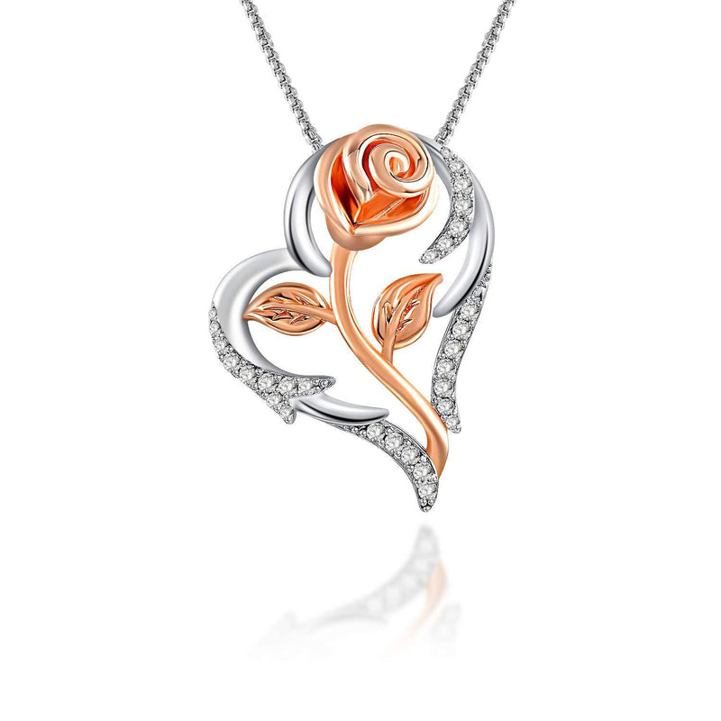 [Australia] - Rose Flower Pendant Necklace for Women Girls 5A Cubic Zirconia Heart Shape Flower Necklaces for Girlfriend Wife on Birthday Valentine's Day Christmas Gifts Rose Necklace 4 