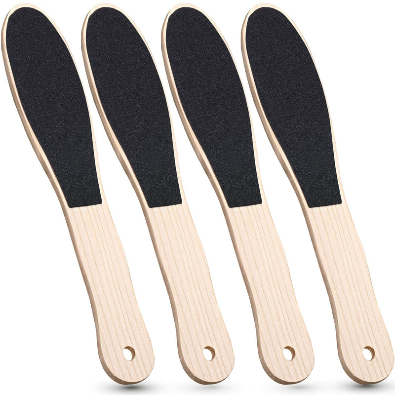 [Australia] - 4 Pieces Foot File for Hard Skin, Wooden Foot File Double Sided Foot Rasp Scrubber Foot File Callus Remover for Wet Dry Cracked Feet Removing Dead Skin Foot Care 