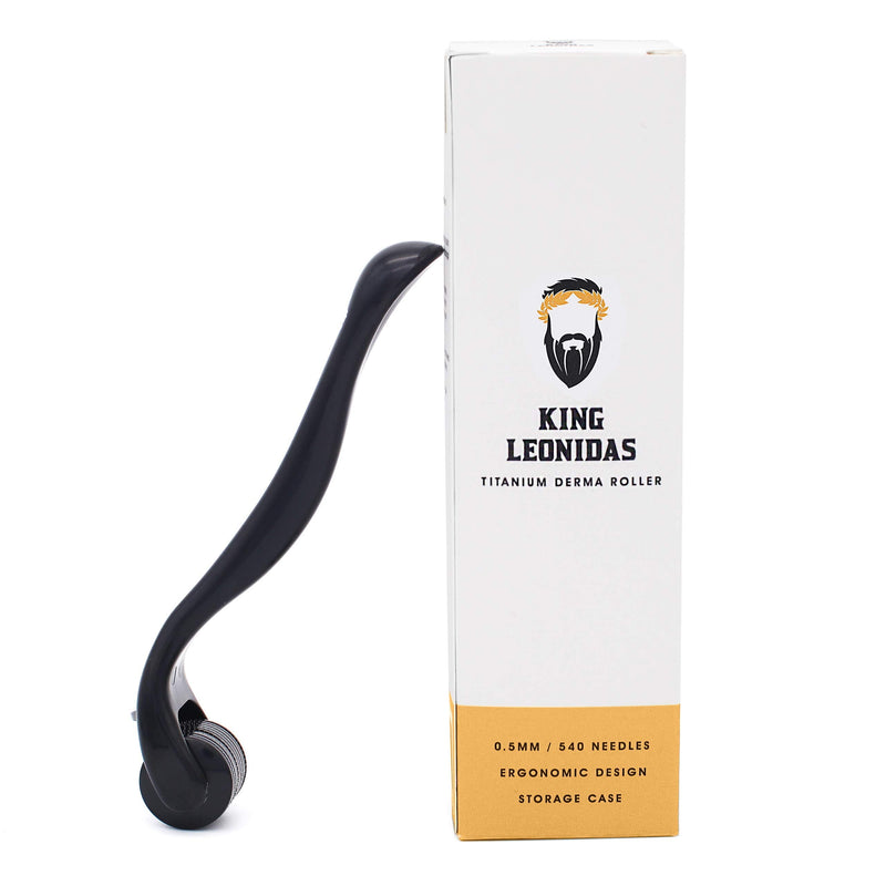 [Australia] - KING LEONIDAS Derma Roller | 540 0.5MM Titanium Needles | Beard Roller for Hair and Beard Growth | Derma Roller Hair Growth Men | For Fine Lines, Enlarged Pores, Skin Discoloration | With Travel Case 0.5 Derma Roller 