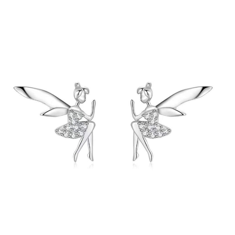 [Australia] - Qings Fairy Stud Earrings Winged 925 Sterling Silver Fashion Birthday Gifts For Girls 