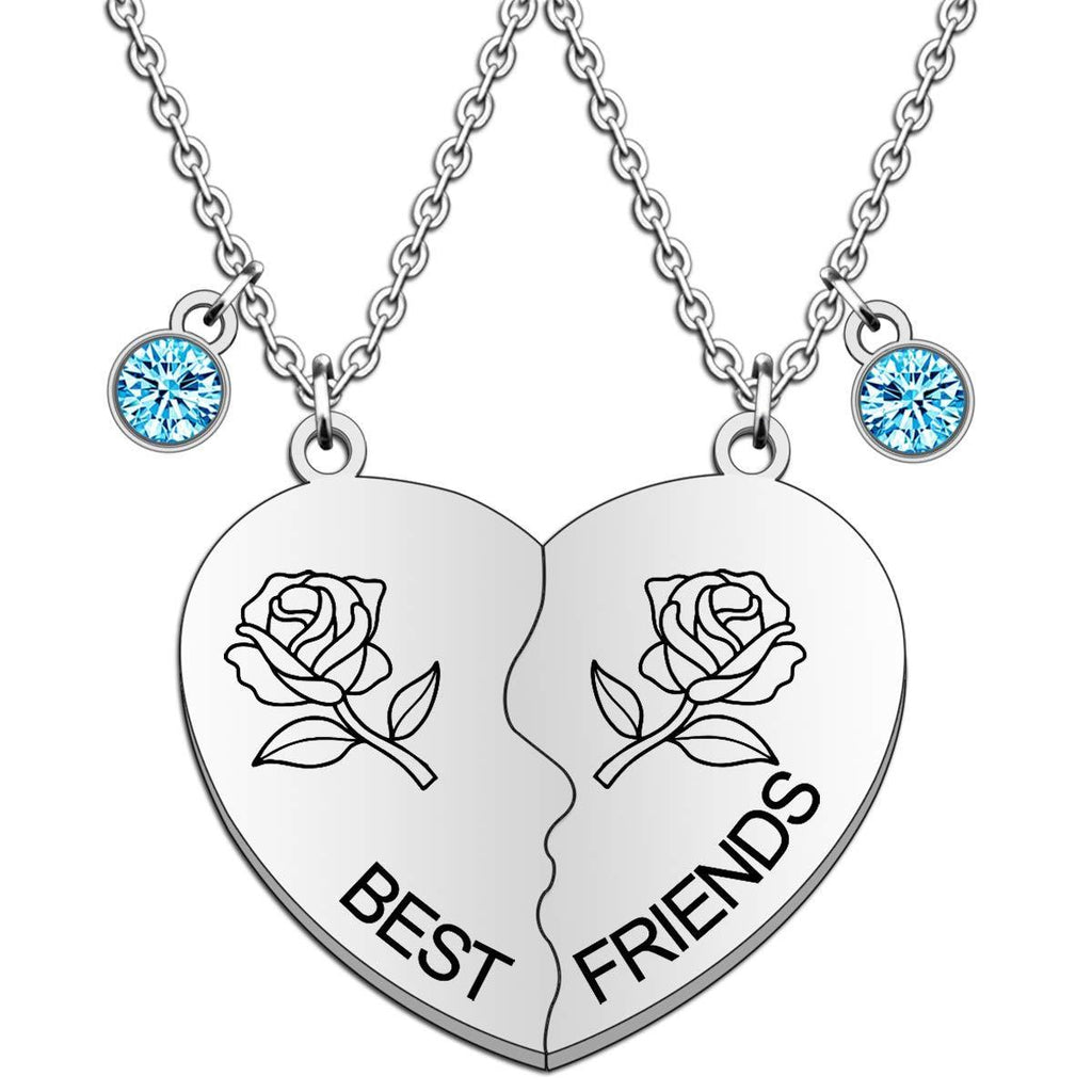 [Australia] - TTOVEN Friendship Necklace for 2, Best Friend Broken Heart Jewelry Set For Women Graduation Birthday Christmas Stainless Steel Silver 