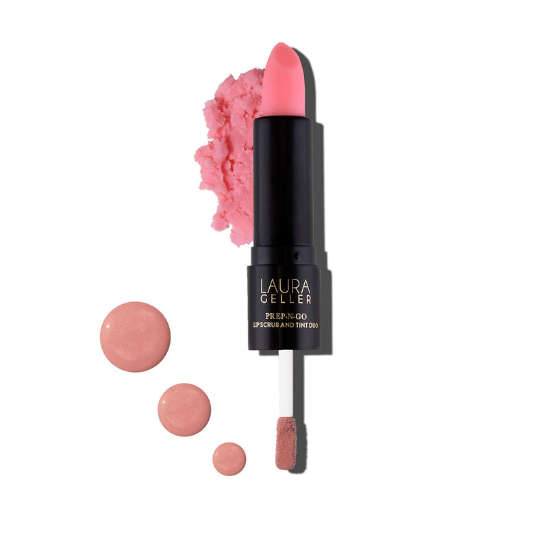 [Australia] - LAURA GELLER NEW YORK Prep-n-Go 2-in-1 Lip Scrub and Lip Oil Tint, Lip Hydrating Oil and Exfoliator, Finish Line 