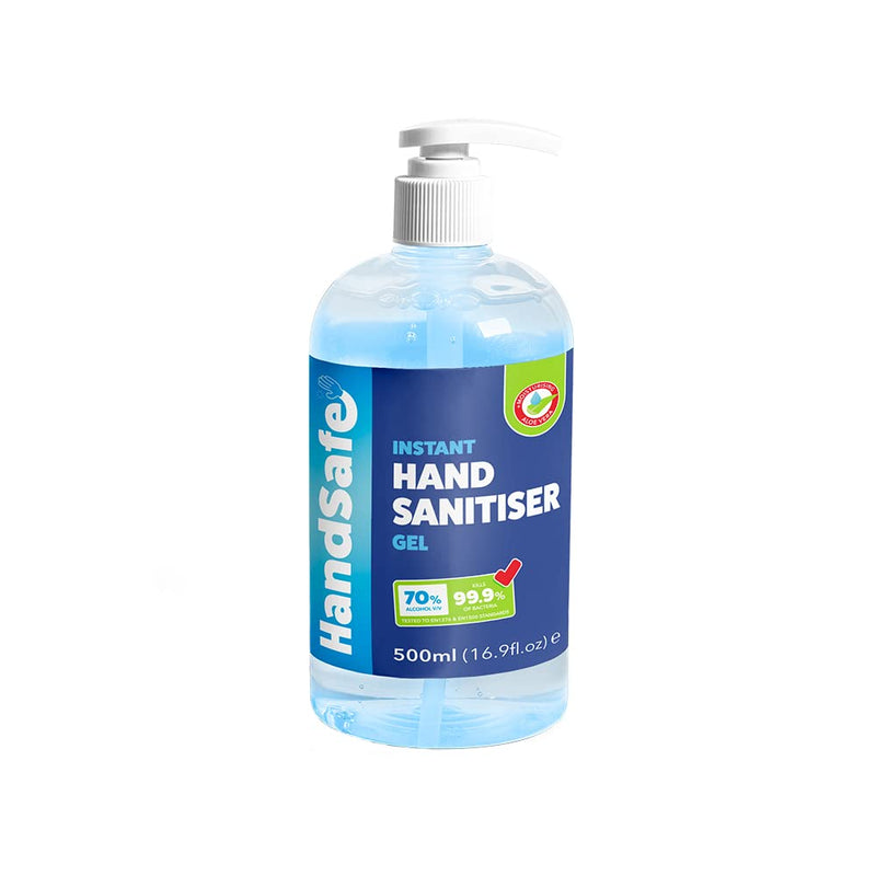[Australia] - 500ml Instant Hand Sanitiser Gel Pump Bottles from Handsafe, Kills 99.9%+ Bacteria, 70% Alcohol Based, Medical Grade, Anti Bacterial Fast Acting Formula 