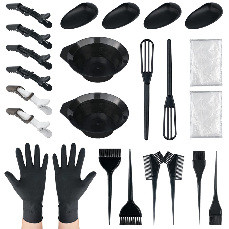 [Australia] - NEPAK 24 Pcs Hair Dye Coloring Kit, Hair Tinting Bowl, Dye Brush, Ear Cover, Gloves for Hair Tint Dying Coloring Applicator 