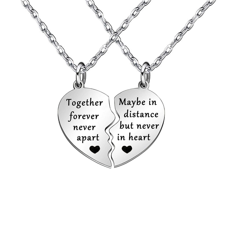 [Australia] - 2 Pcs Matching Heart Sisters Necklaces Best Sister Ever Gift Birthday Gift for Sister Daughter Friend Couples Necklace Set (157) 