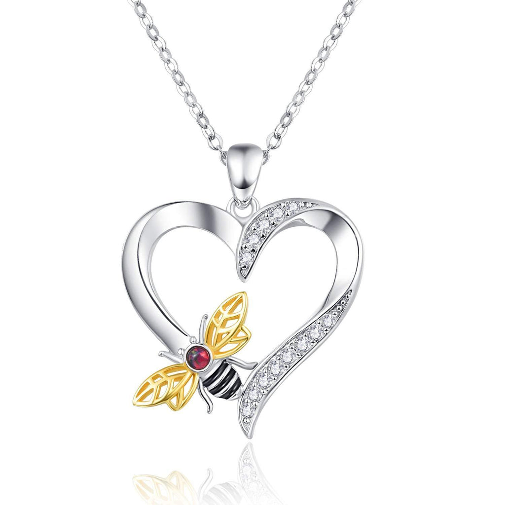 [Australia] - TANGPOET Bee Necklace 925 Sterling Silver Cute Animal Heart Pandent Opal Jewellery for Women Girls … 