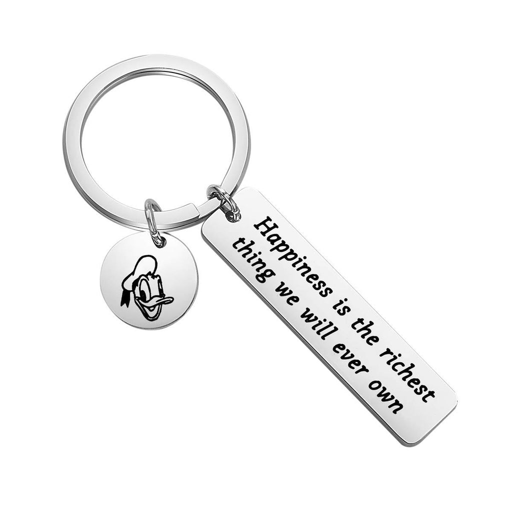 [Australia] - FOTAPP Donald Duck Inspired Gift Happiness is The Richest Thing We Will Ever Own Keychain Inspirational Gift for Family Donald Duck Key 